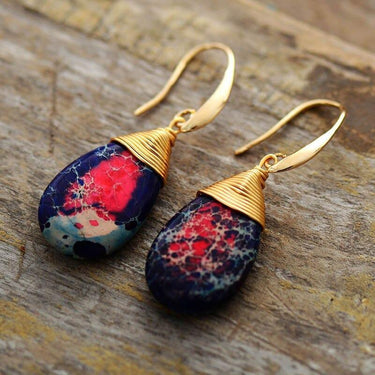 Holiday Nights Jasper Teardrop Earrings-Your Soul Place